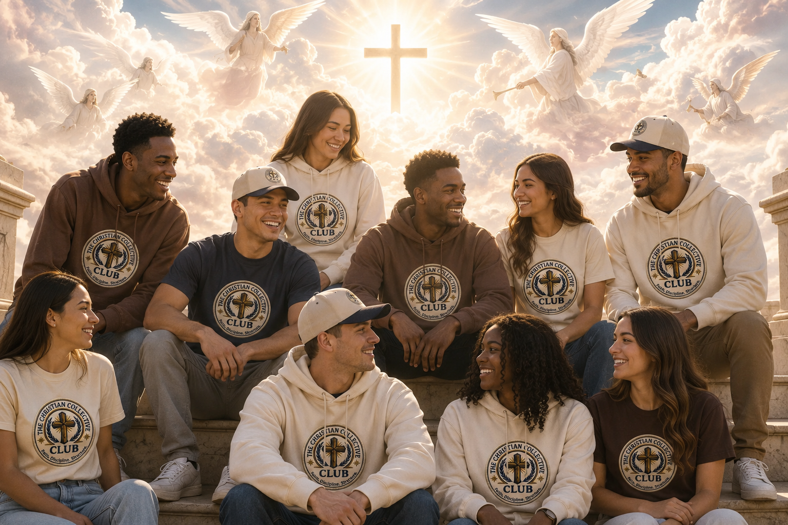 The Christian Collective Club community wearing branded apparel